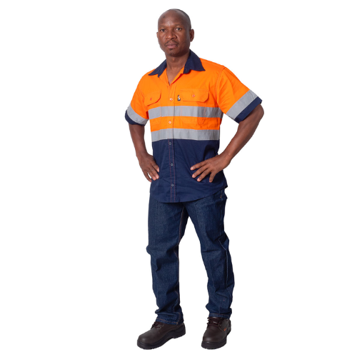 Vulcan Workwear Hi Viz 100% Cotton Vented Short Sleeve Workshirt