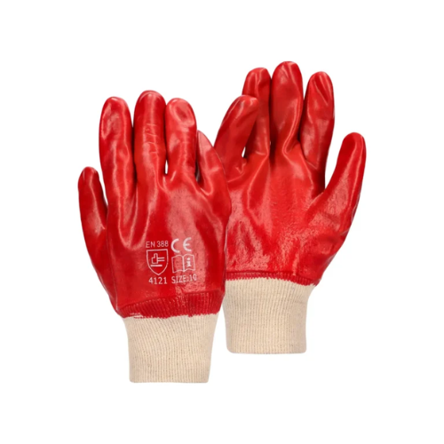 REBEL Tru Touch Red PVC Heavy Duty Gloves – Rough Palm Full Pack (12)