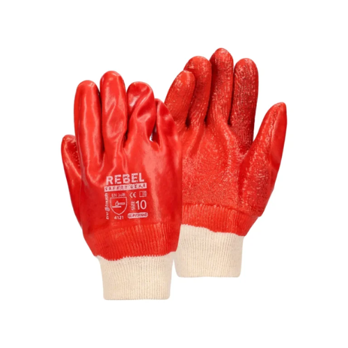 REBEL Tru Touch Red PVC Medium Weight Wrist Gloves Full Pack (12)