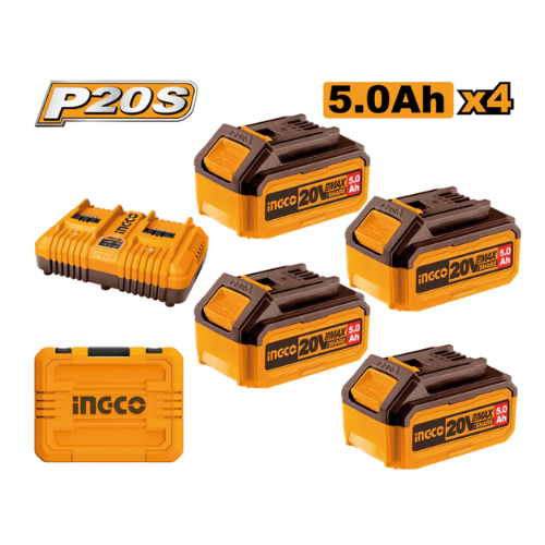 Ingco 20V Lithium-Ion Battery And Charger Kit (5.0Ah)
