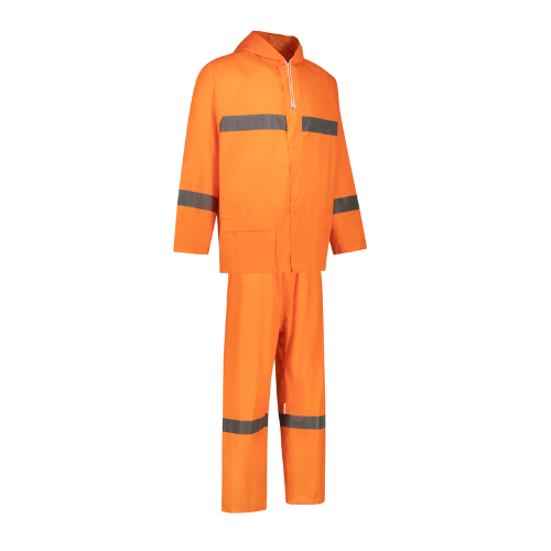 REBEL AquaSkin Rubberised Hi-Viz Reflective Orange Rain Suit
