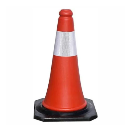 Pvc Traffic Cones With Reflective Tape & Black Rubber Base 500mm